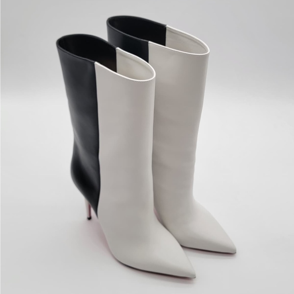Christian Louboutin Black and White Heeled Boots